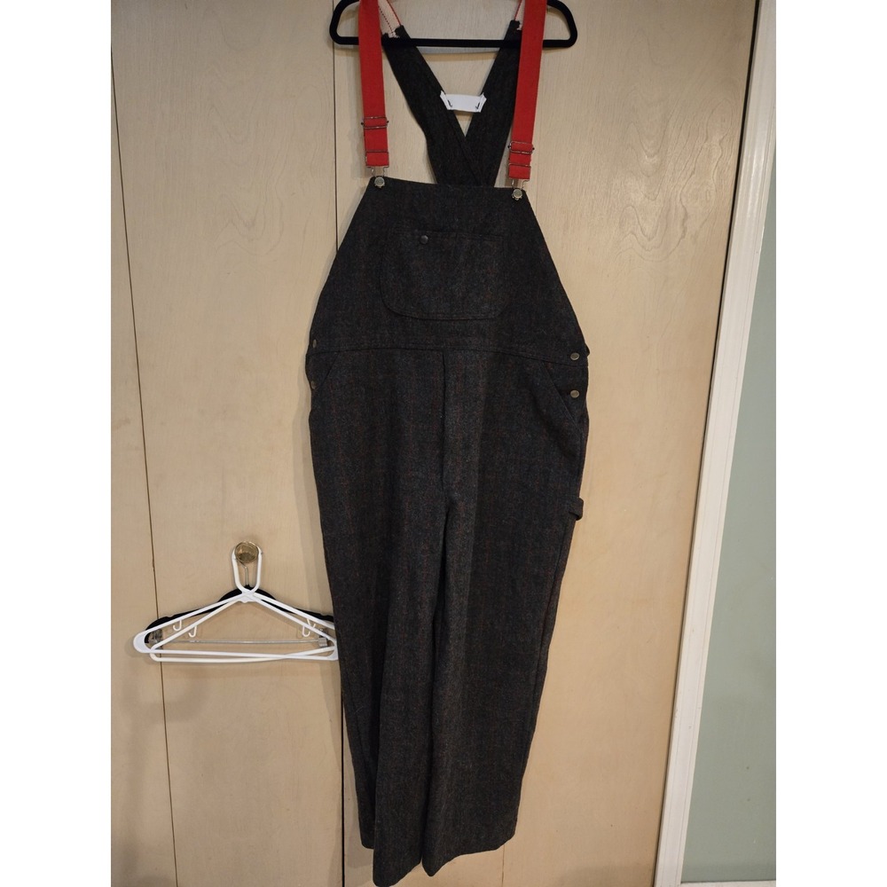 Vintage 90s LL Bean Wool Hunting Bib Overalls Men XL x 32 Plaid USA Made
